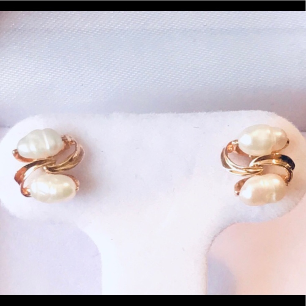 ❌❌❌SOLD❌❌❌VINTAGE SOLID 14KT GOLD FREASH WATER PEARL EARRINGS. FINAL PRICE. - Picture 5 of 12